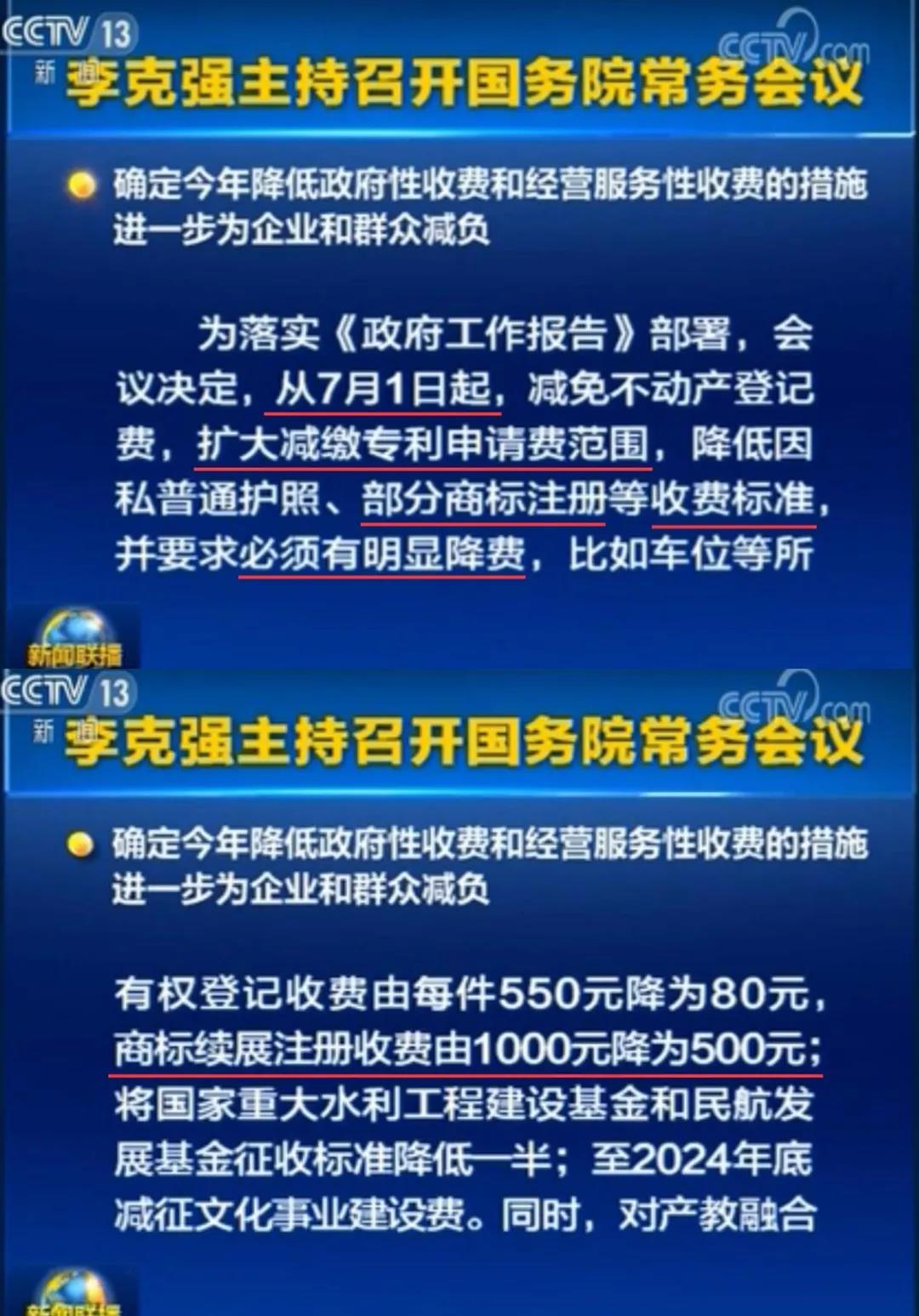 商標(biāo)續(xù)展官費(fèi)降價(jià)啦，1000元降為500元！擴(kuò)大減繳專(zhuān)利申請(qǐng)費(fèi)、年費(fèi)等的范圍，2019年7月1日起實(shí)施